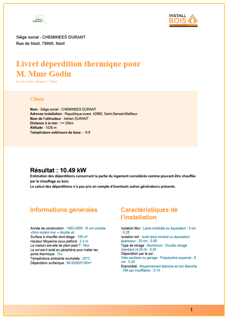 Rapports déperditions thermiques InstallBois